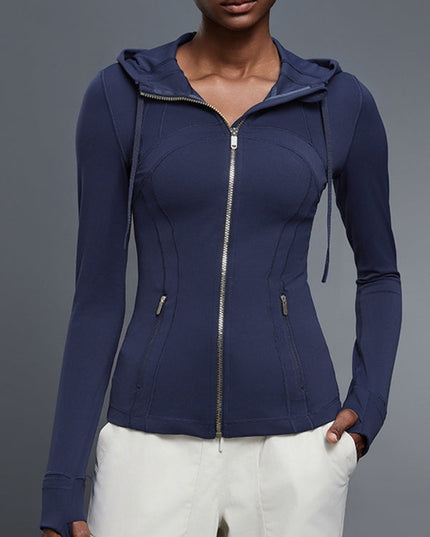 ZASUWA Female Pocket Zipper With Hat Jacket