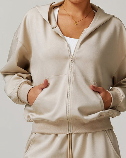 ZASUWA Female Pocket Zipper Casual Hoodie