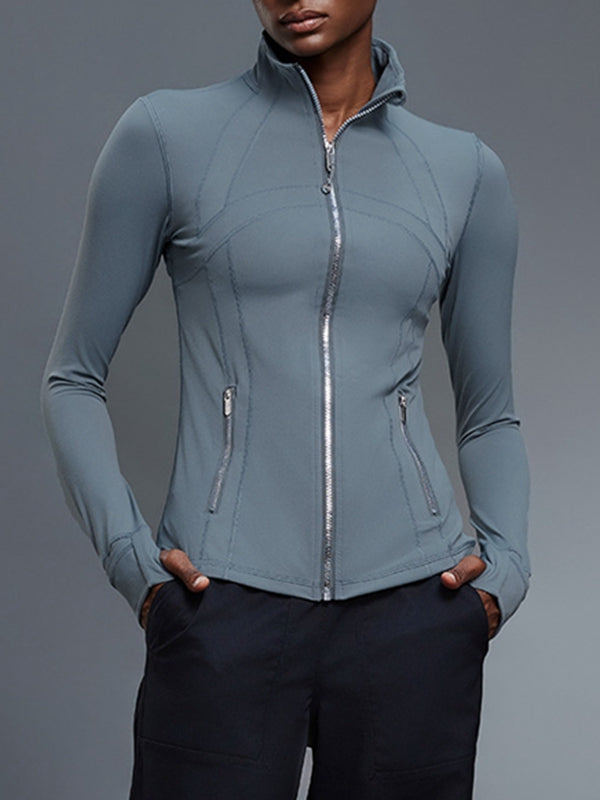 ZASUWA Female Sexy Zipper Pocket Thumbhole Jacket