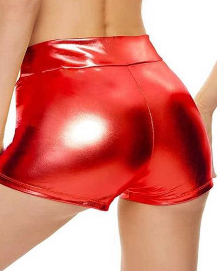 ZASUWA Female Glossy Faux Leather Gym Booty Shorts