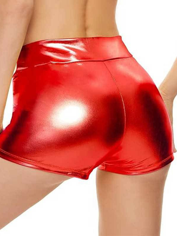 ZASUWA Female Glossy Faux Leather Gym Booty Shorts