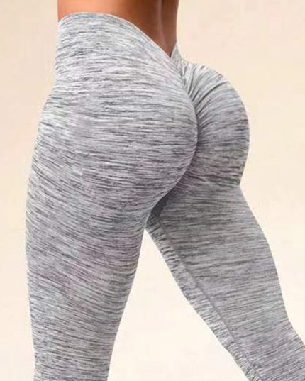 ZASUWA Female Deep V Back Scrunch Bum Seamless Leggings
