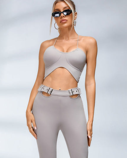 ZASUWA Female Button Cutout Cargo Style Flare Design Tracksuit