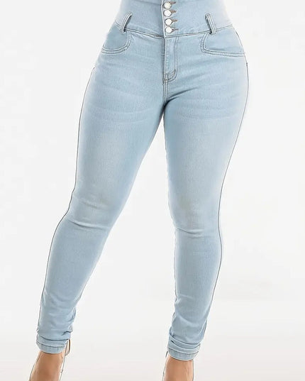 ZASUWA Female Sexy Denim Hip-lift High-waisted Cross Leggings