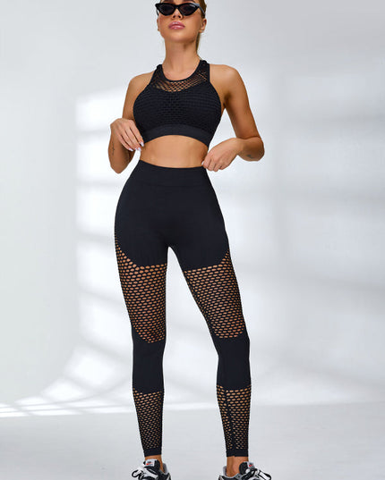 ZASUWA Female Shockproof Net Splicing Scrunch Bum Tracksuits