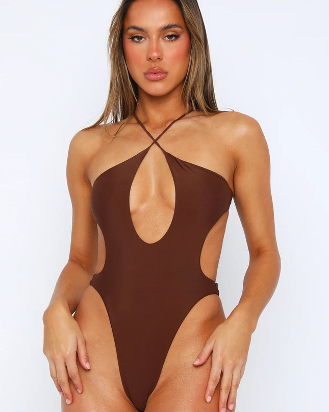 ZASUWA Female Sexy Cross Hollow Out Beach One Piece