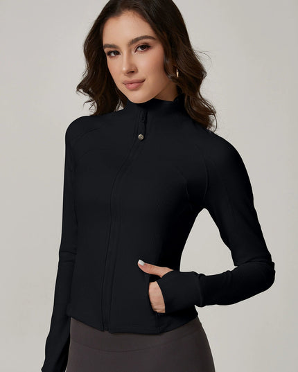 ZASUWA Female Zipper Stand Up Collar Thumbholes Jackets