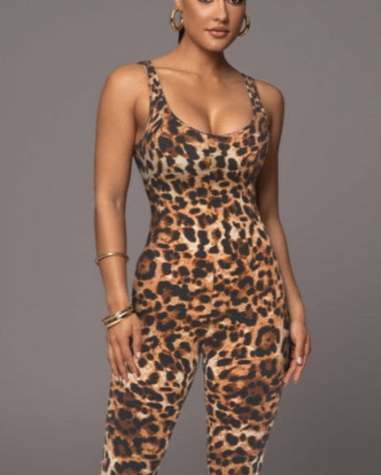 🖤ZASUWA Female Leopard Print U Collar Jumpsuit