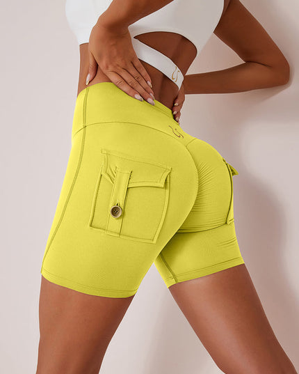 ZASUWA Female Elastic Hip Lifting Spandex Gym Cargo Booty Shorts