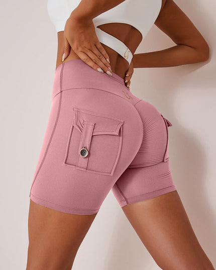 ZASUWA Female Elastic Hip Lifting Spandex Gym Cargo Booty Shorts