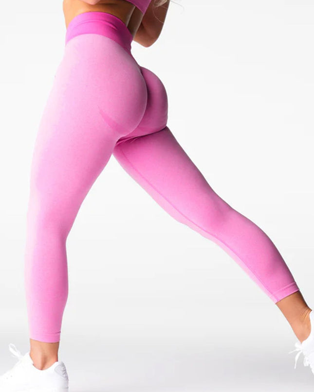 ZASUWA Female Corset Contrast Color Elastic Tight Quick Dry Hip-lift Leggings