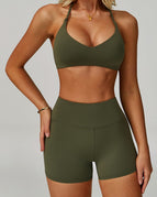 Dark Olive Green / S / Bras+Shorts