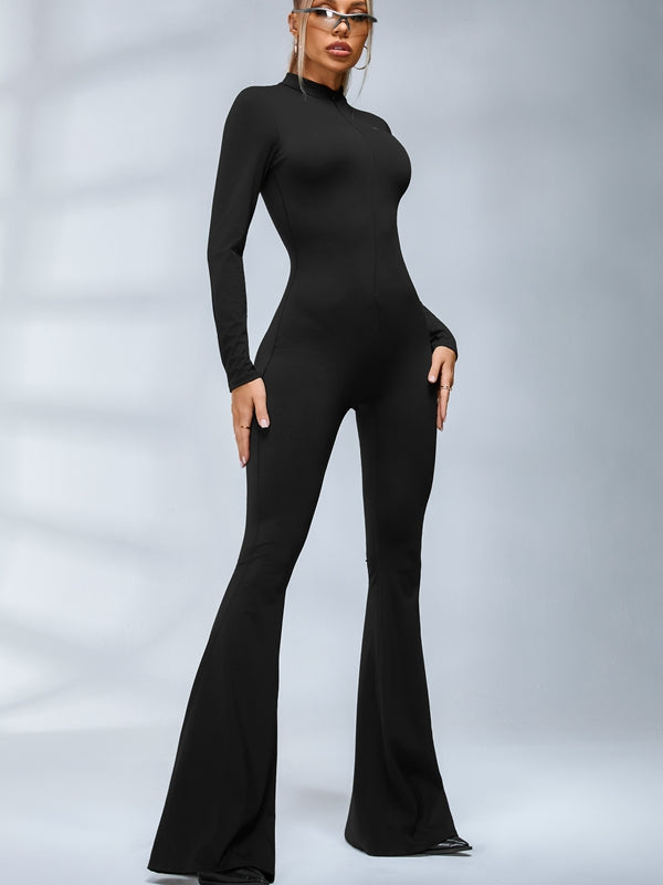 🖤ZASUWA Female Trendy Zipper Flare Body-fit Jumpsuit