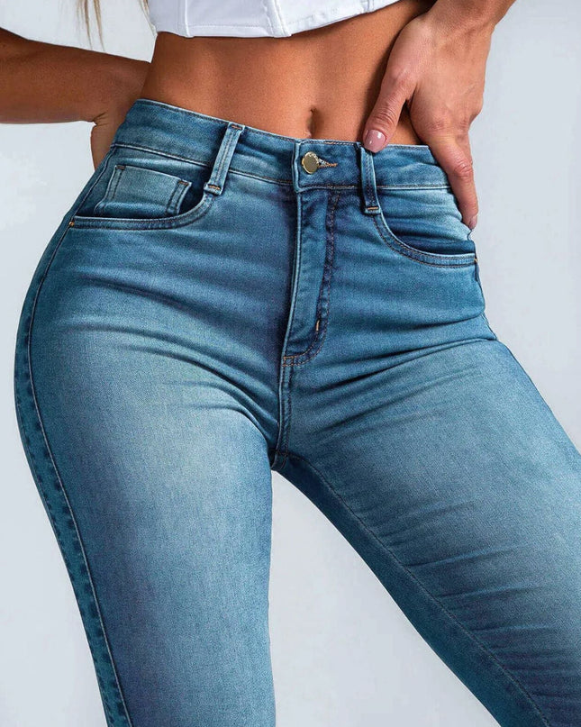 ZASUWA Female Sexy Denim Elastic Tight Pocket Cargo Leggings