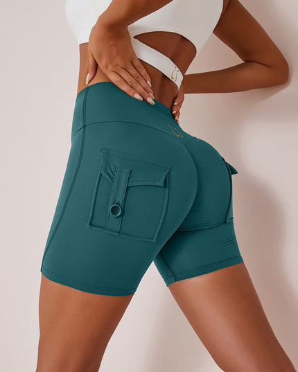 ZASUWA Female Elastic Hip Lifting Spandex Gym Cargo Booty Shorts