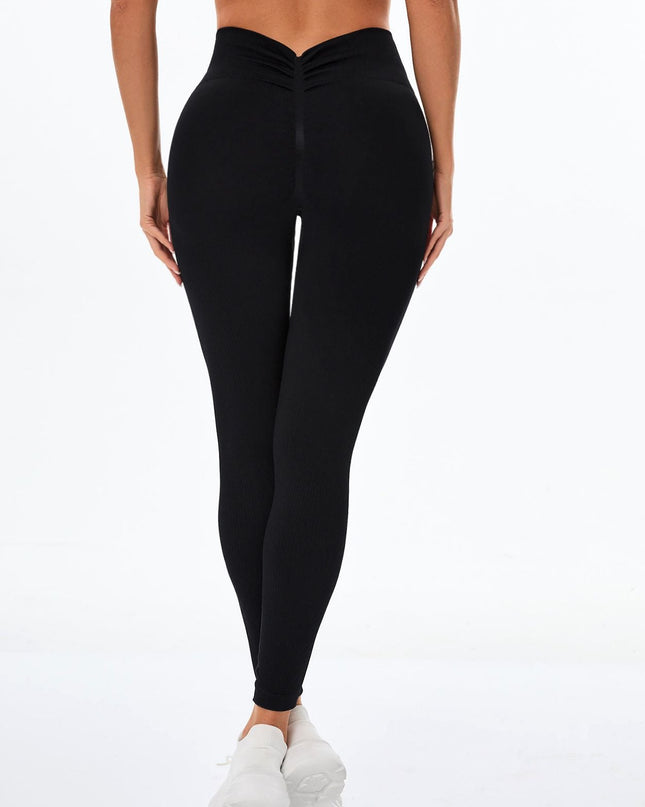ZASUWA Female Deep V Seamless Quick Dry High-waisted Scrunch Bum Leggings