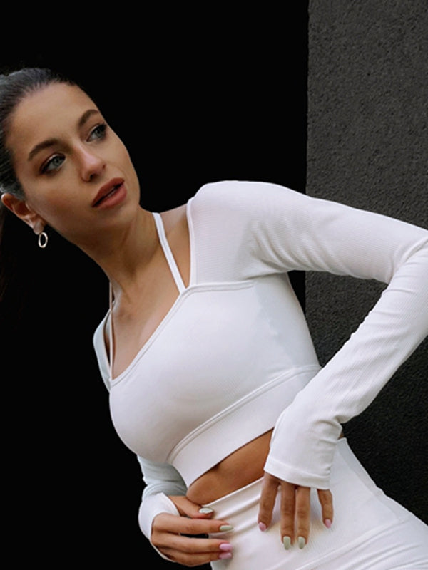 ZASUWA Female Solid Color Ribbed Thumbholes Short Tracksuit X ANECHKAANNN ⭐