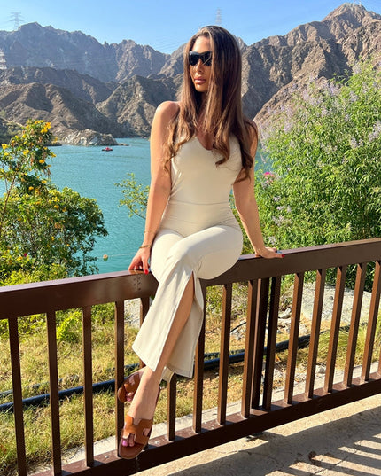 ZASUWA Female Halter Split Flare Jumpsuit