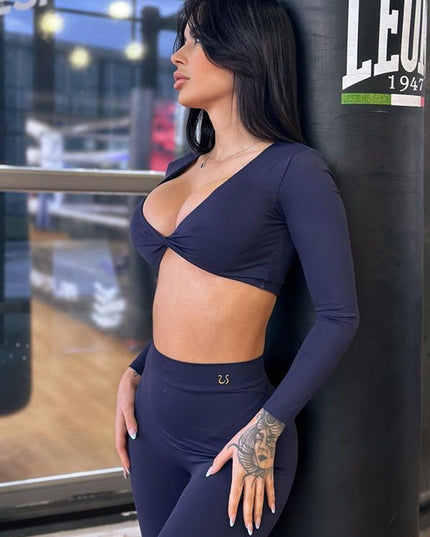 ZASUWA Female Twist Cross Back Deep V Back Tracksuits