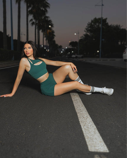 ZASUWA Female Sexy Cutout Pocket Short Tracksuit