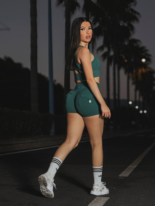 ZASUWA Female Sexy Cutout Pocket Short Tracksuit