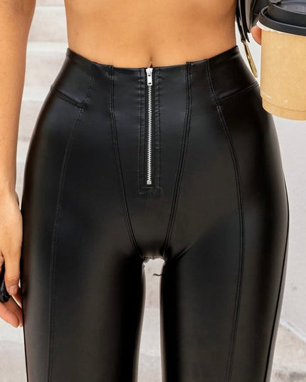 ❤ZASUWA Female Fly-Eye Faux Leather Push-Up Zipper Tracksuit