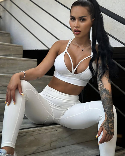 ❤ZASUWA Female Extra Sexy Push-Up "Juicy White" Cross Back Tracksuit