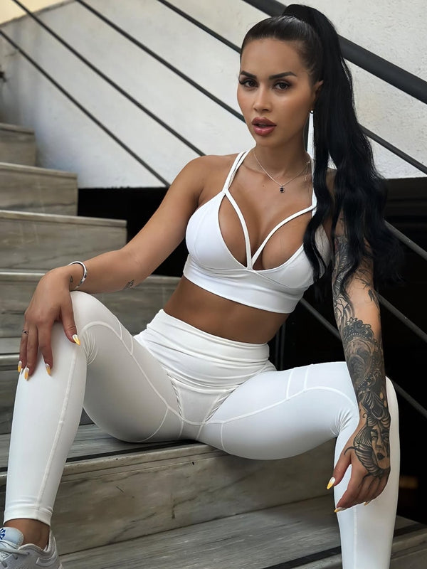 ❤ZASUWA Female Extra Sexy Push-Up "Juicy White" Cross Back Tracksuit