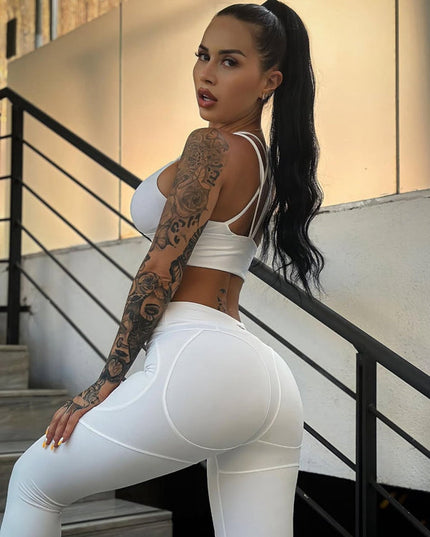 ❤ZASUWA Female Extra Sexy Push-Up "Juicy White" Cross Back Tracksuit