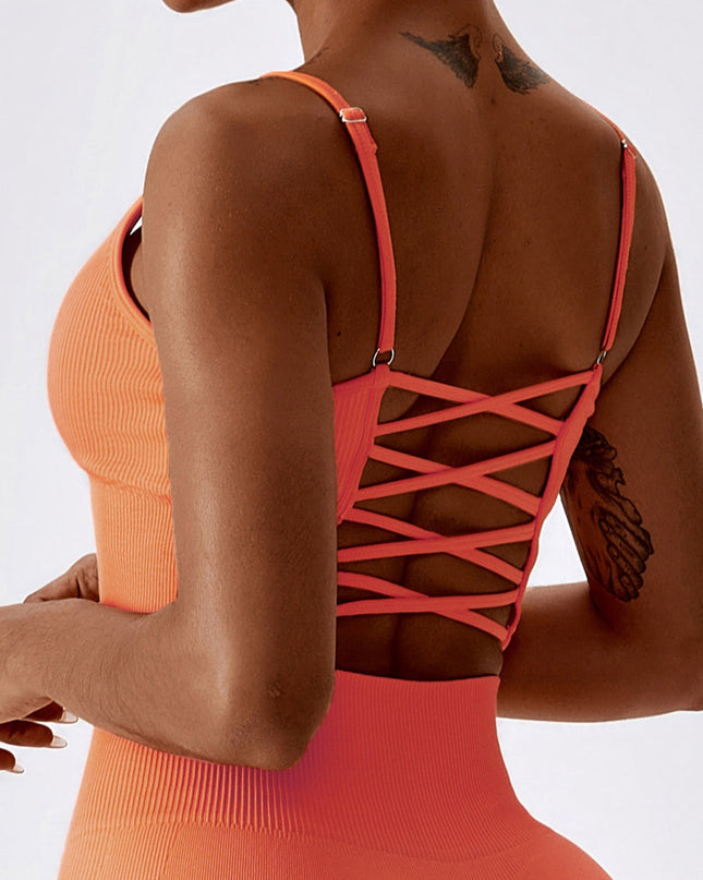 ZASUWA Female Ribbed Cross Back Sports Bras