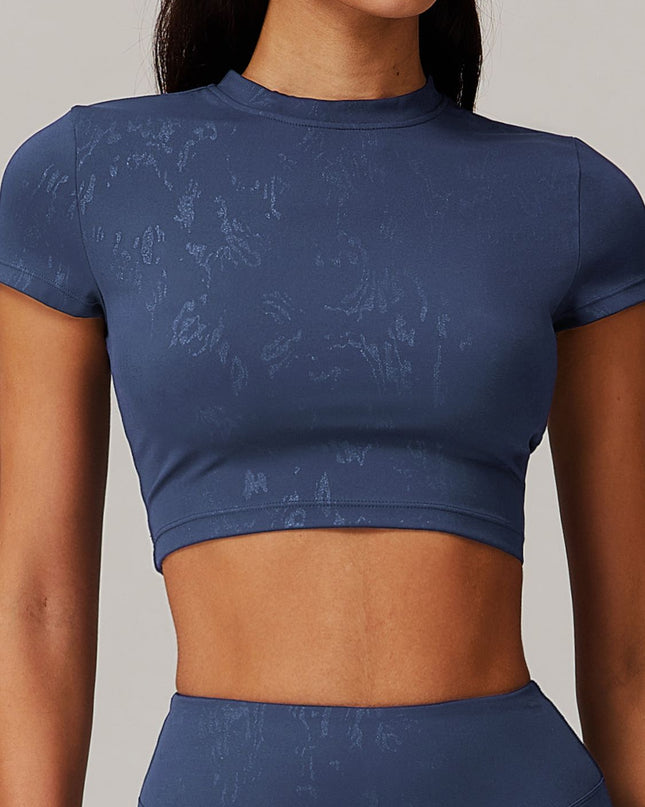 ZASUWA Female Hot Stamping Print Elastic Tight Quick Dry Short Sleeves