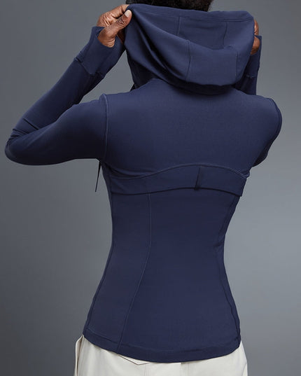 ZASUWA Female Pocket Zipper With Hat Jacket