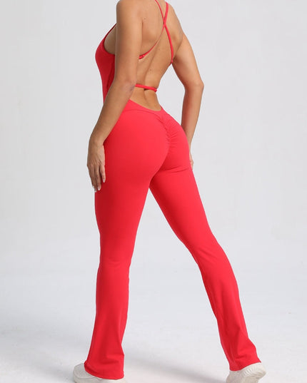 ZASUWA Female Cross Back Flare Scrunch Bum Jumpsuit
