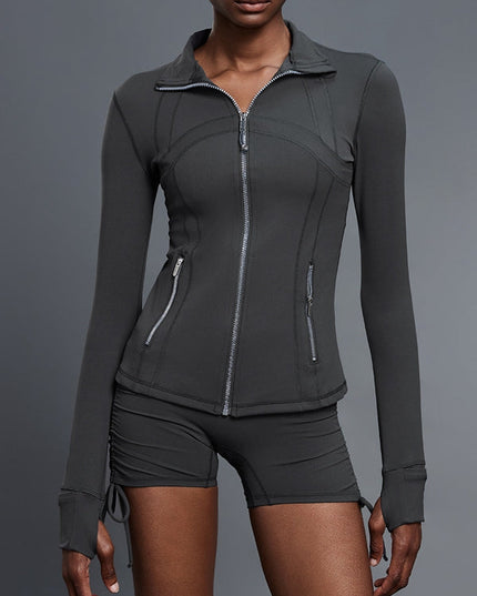 ZASUWA Female Sexy Zipper Pocket Thumbhole Jacket