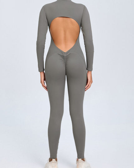 ZASUWA Female Backless Zipper Hollow Out Scrunch Bum Jumpsuit