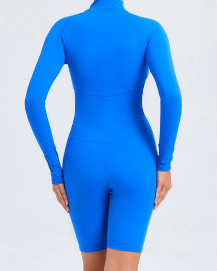 ZASUWA Female Zipper Stand Collar Long-Sleeved Romper