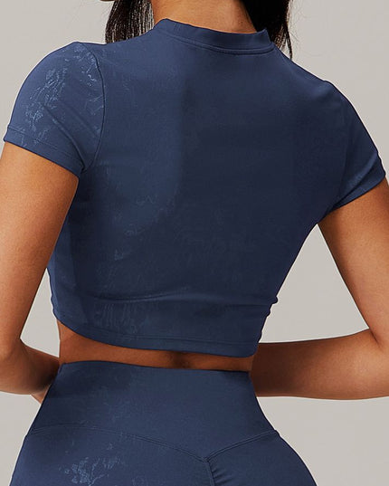 ZASUWA Female Hot Stamping Print Elastic Tight Quick Dry Short Sleeves