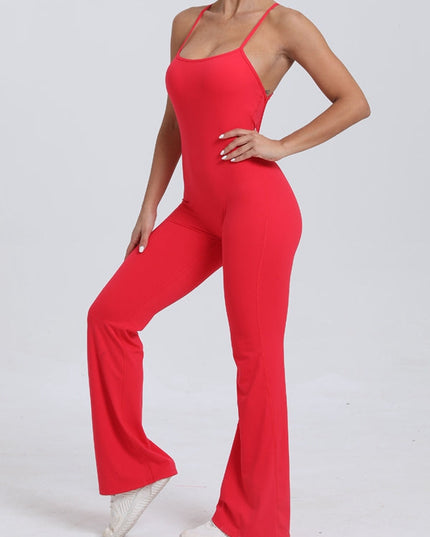 ZASUWA Female Cross Back Flare Booty Jumpsuit