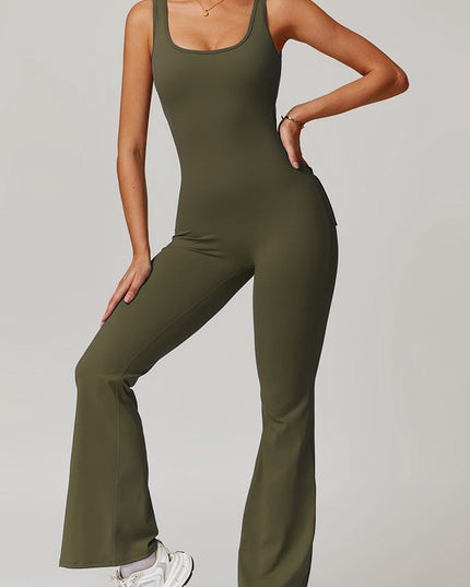 ZASUWA Female Sexy Cutout Pocket Flare Booty Cargo Jumpsuit