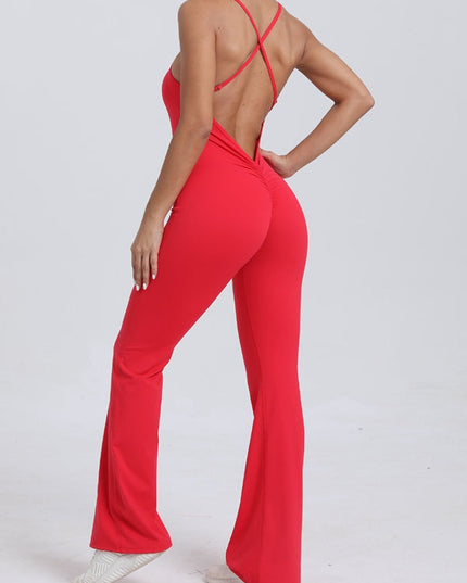 ZASUWA Female Cross Back Flare Booty Jumpsuit