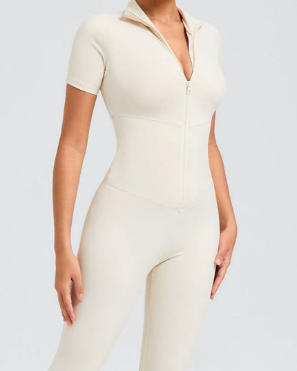 ZASUWA Female Zipper Stand Collar Jumpsuit