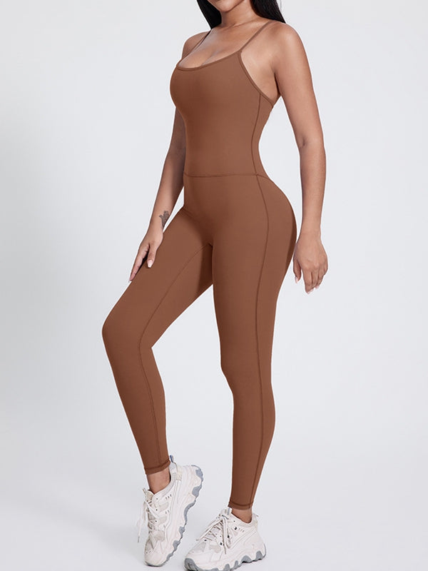 ZASUWA Female Sexy Big U Collar Backless Jumpsuit