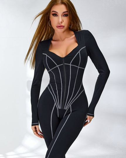 ❤ZASUWA Female Tummy Control Zipper Hip-lift Jumpsuit