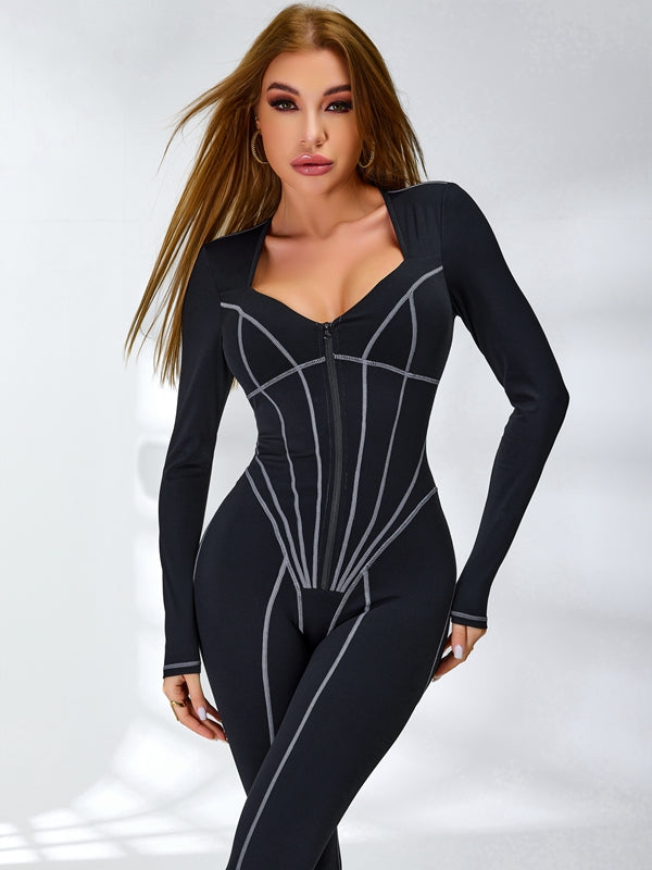 ❤ZASUWA Female Tummy Control Zipper Hip-lift Jumpsuit