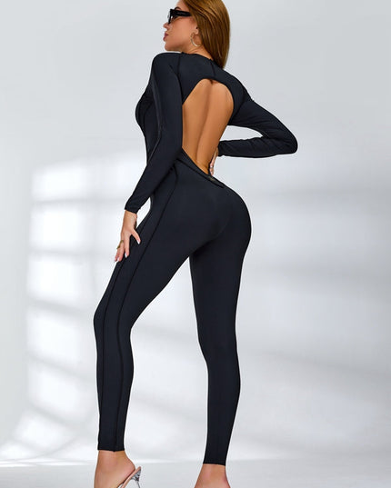 ZASUWA Female Heart Backless Long Sleeves Jumpsuit