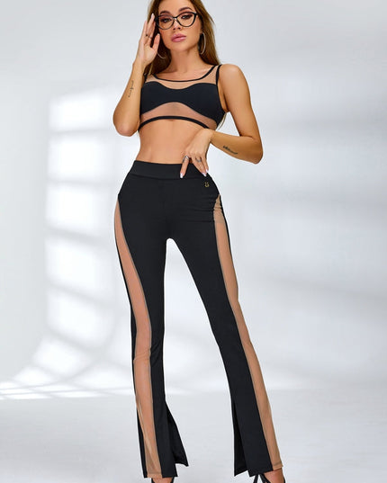 ❤ZASUWA Female Super Sexy Unique Sheer Mesh Split Leggings