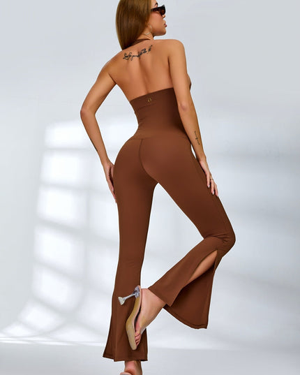 ZASUWA Female Halter Split Flare Jumpsuit