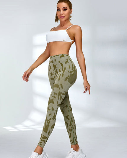 ZASUWA Female Sexy Camouflage Deep V Back Scrunch Bum Backless Tracksuit