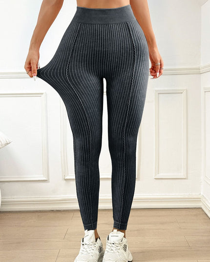ZASUWA Female V-shaped Waist Ribbed High-waisted Hip-lift Scrunch Bum Leggings