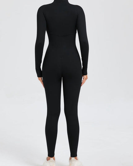 ZASUWA Female Zipper Stand Collar Long-Sleeved Jumpsuit